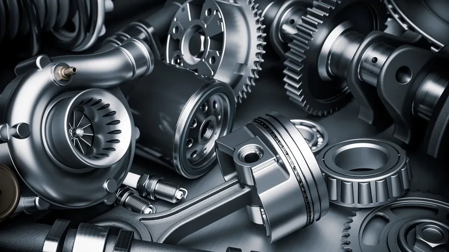 Car engine parts close up