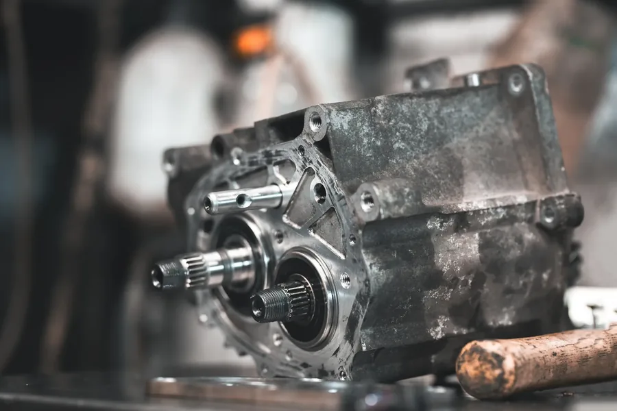 Transmission gearbox disassembled